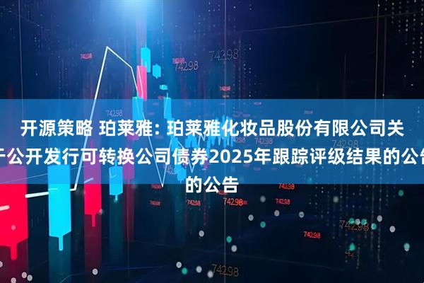 开源策略 珀莱雅: 珀莱雅化妆品股份有限公司关于公开发行可转换公司债券2025年跟踪评级结果的公告