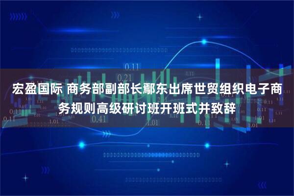 宏盈国际 商务部副部长鄢东出席世贸组织电子商务规则高级研讨班开班式并致辞
